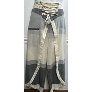 Karma Nepal Crafts Women's M Cotton Baggy Boho Pants Harem Gray Beige Whimsy￼